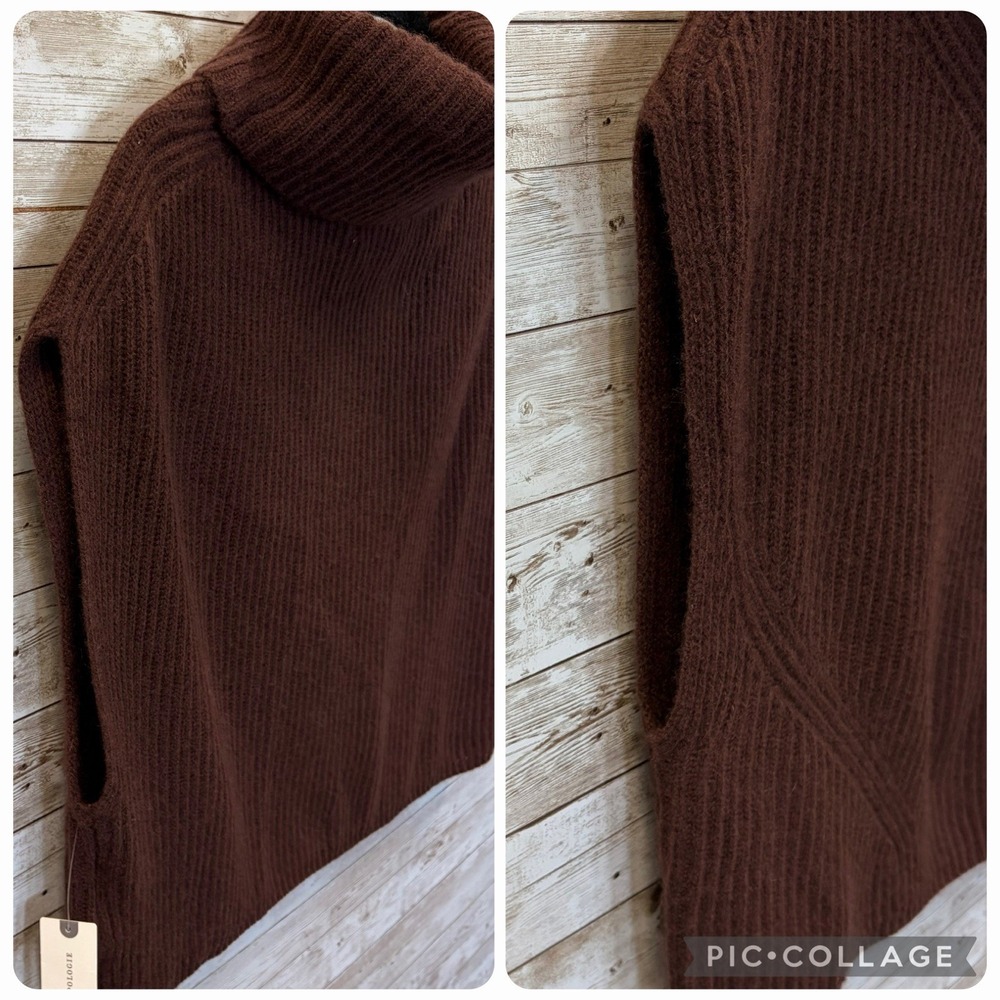 NWT Anthropologie Womens XS Cape Sweater 100% Cashmere Chocolate Brown Cowl Neck - Picture 4 of 12